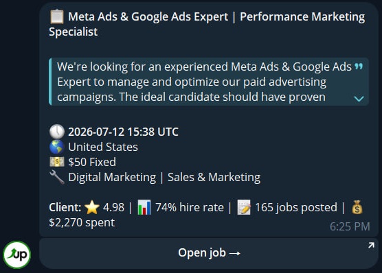 Job alert example