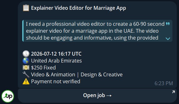 Job alert with client info